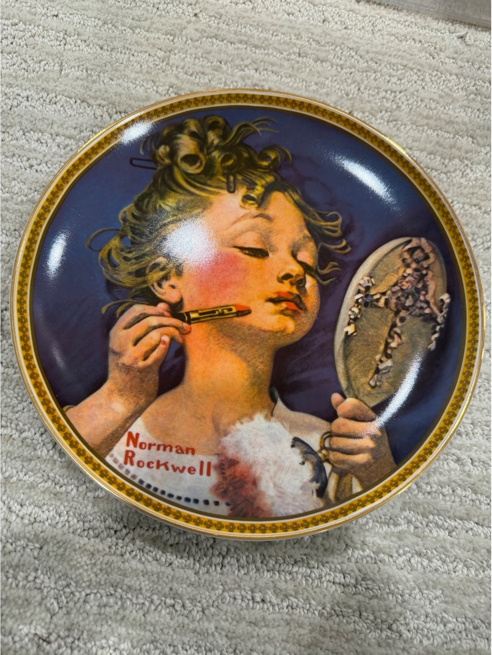 Norman Rockwell Knowles collector plate girl with mirror scene